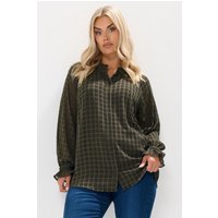 Yours Yours Damen Strukturierte Bluse in Khaki mit Rüschen am Ausschnitt in Größe 44 | Polyester