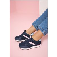 Yours Yours Damen Sneaker in Marineblau mit Blockfarbendesign in Extra Weiter Eeepassform in Größe 37EEE | Textil/Synthetik