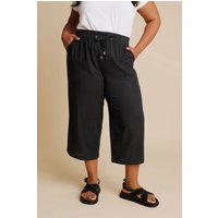 Yours Yours Damen Knöchellange Hose in Schwarz aus Leinen in Größe 58-60 | Viskose/Leinen