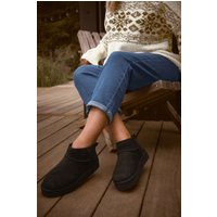 Yours Yours Damen Gefütterte Stiefeletten in Schwarz aus Wildlederimitat in Extra Weiter Eeepassform in Größe 42EEE | Textil/Synthetik