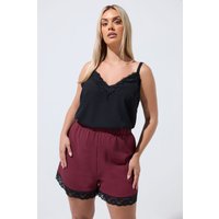 Limited Collection Limited Collection Damen Shorts in Burgunderrot mit Spitzenbesatz in Größe 48 | Polyester