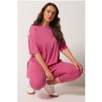 Yours Damen Yours – Knöchellange Leggings in Rosa mit Elastischem Bund in Größe 48 | Baumwolle/Elasthan