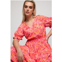 Yours Yours Damen Midikleid in Rosa mit Abstraktem Print in Größe 44 | Polyester