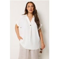 Yours Yours Damen Bluse in Weiß mit Kurzer Knopfleiste in Größe 58-60 | Polyester