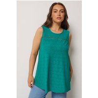 Yours Yours Damen Trägershirt in Türkis mit Lochstickerei in Größe 50-52 | Polyester/Elasthan