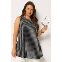 Yours Damen Yours – Trägershirt in Schwarz aus Softtouchgewebe mit Streifen in Größe 58-60 | Baumwolle/Polyester/Elasthan