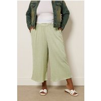 Yours Yours Damen Strukturierte Midaxi-Culottes in Grün mit Vichymuster in Größe 48 | Polyester/Elasthan