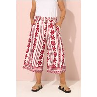 Yours Yours Damen Midaxi-Culottes in Rot mit Azteken und Blätterprint in Größe 54-56 | Polyester