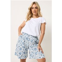 Yours Damen Yours – Shorts in Blau mit Kleinem Blumenmuster in Größe 48 | Polyester/Elasthan