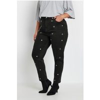 Yours Yours Damen Momjeans in Schwarz mit Ösendetail in Größe 54 | Baumwolle/Elasthan