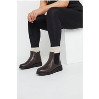 Yours Yours Damen Chelseastiefel mit Keilabsatz in Braun in Extra Weiter Eeepassform in Größe 41E | Synthetik