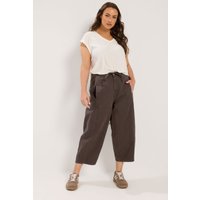 Yours Yours Damen Croppedjeans in Braun mit Barrelhosenbein in Größe 54 | Baumwolle
