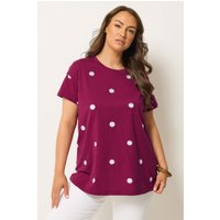 Yours Damen Yours – T-Shirt in Rosa mit Gänseblümchenstickerei in Größe 66-68 | Baumwolle
