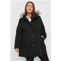 Bump It Up Bump It Up Damen Maternity – Parka in Schwarz mit Pelzbesatz in Größe 50-52 | Baumwolle