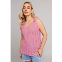 Yours Yours Damen Gestricktes Trägershirt in Rosa mit Schnürung in Größe 54-56 | Acryl