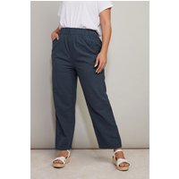 Yours Yours Damen Baumwollhose in Marineblau mit Weitem Bein in Größe Regular 46 | Baumwolle
