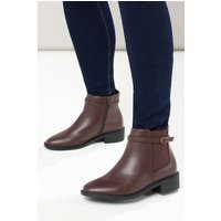 Yours Yours Damen Stiefeletten in Schokobraun aus Lederimitat mit Schnalle in Weiter E bis Extra Weiter Eeepassform in Größe 41E