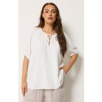 Yours Yours Damen Bluse in Elfenbeinweiß mit Ballonärmeln in Größe 58-60 | Polyester