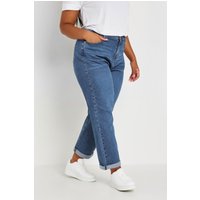 Yours Yours Damen Boyfriendjeans in Mittelblau in Größe 42 | Baumwolle/Elasthan