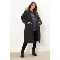Yours Yours Damen Langer Luxusparkamantel in Schwarz in Größe 58-60 | Polyester