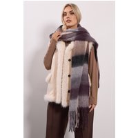 Yours Yours Damen Karierter Schal in Schokobraun aus Softtouchgewebesize | Polyester