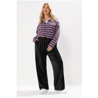 Yours Yours Damen Cordhose in Schwarz mit Kordelzug und Weitem Bein in Größe 42 | Baumwolle/Polyester