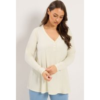 Yours Yours Damen Henleyswingtop in Cream in Größe 58-60 | Polyester/Elasthan