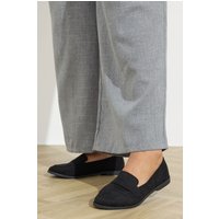 Yours Yours Damen Slipper in Schwarz aus Wildlederimitat in Weiter E-Passform in Größe 40E | Textil