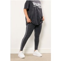 Yours Yours Damen Active – Leggings in Grau mit Acidwaschung und Seitenstreifen in Größe 50 | Baumwolle/Elasthan