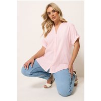 Yours Yours Damen Strukturierte Bluse in Rosa mit Dobbymuster in Größe 54-56 | Baumwolle