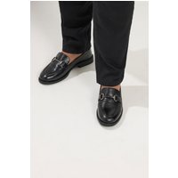 Yours Yours Damen Loafer in Schwarz mit Metallverzierung in Weiter E-Passform in Größe 37E | Synthetik/Leder