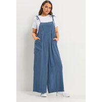 Yours Yours Damen Chambraylatzhose in Blau mit Weitem Bein in Größe 50 | Viskose