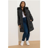 Yours Yours Damen Plus Size Black Puffer Midi Coat Size 54-56 | Polyester