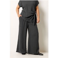 Yours Yours Damen Strukturierte Hose in Grau mit Weitem Bein in Größe Short 50-52 | Polyester/Elasthan/Viskose