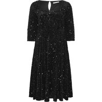 Yours London Yours London Damen Skaterkleid in Schwarz aus Samt mit Pailletten in Größe 48 | Polyester/Elasthan