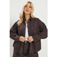 Yours Yours Damen Jeanshemd in Schokobraun in Größe 48 | Baumwolle