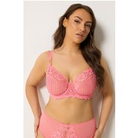 Yours Yours Fuller Bust Lingerie Bügel-BH in Rosa mit Netzspitze in Größe 100G | Baumwolle/Elasthan/Polyamid