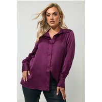 Yours London Yours London Damen Satinhemd in Lila in Größe 58-60 | Polyester