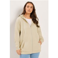 Yours Yours Damen Hoodie in Naturbraun mit Durchgehendem Reißverschluss und Raglanärmeln in Größe 50-52 | Baumwolle/Polyester