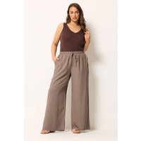 Yours Damen Yours – Strukturierte Hose in Naturbraun mit Weitem Bein in Größe Regular 58-60 | Polyester/Elasthan