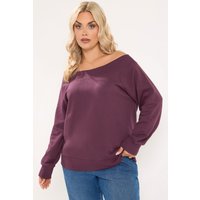 Yours Yours Damen Geripptes Schulterfreies Sweatshirt in Burgunderrot in Größe 46-48 | Baumwolle/Polyester