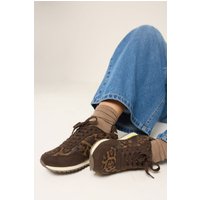 Yours Yours Damen Turnschuhe in Braun mit Leopardenmuster und Seitenstreifen in Extra Weiter Eeepassform in Größe 40EEE | Textil/Synthetik