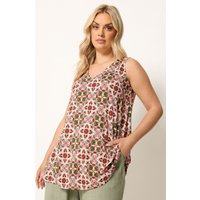 Yours Yours Damen Trägershirt in Orange mit Tropischem Print in Größe 42 | Elasthan/Viskose