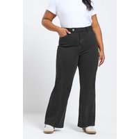 Yours Yours Damen Stretchjeans in Schwarz mit Weitem Bein in Größe 56 | Baumwolle/Elasthan