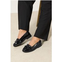Yours Yours Damen Slipper in Lackschwarz und Extra Weiter Eeepassform in Größe 38EEE | Synthetik