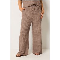 Yours Yours Damen Hose mit Weitem Bein in Braun mit Blasenstruktur in Größe Short 54-56 | Polyester