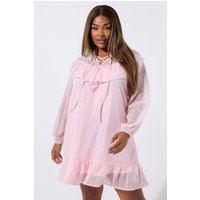Limited Collection Limited Collection Damen Gesmoktes Kleid in Rosa mit Dobbymuster in Größe 54-56 | Polyester