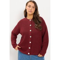 Yours Yours Damen Strickcardigan in Rot mit Metallknöpfen in Größe 46-48 | Acryl