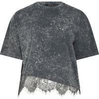 Limited Collection Limited Collection Damen T-Shirt in Grau mit Acidwaschung und Spitze in Größe 48 | Baumwolle