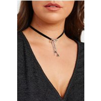 Yours Yours Damen Choker in Silber mit Strassschleifenanhängersize | Metall